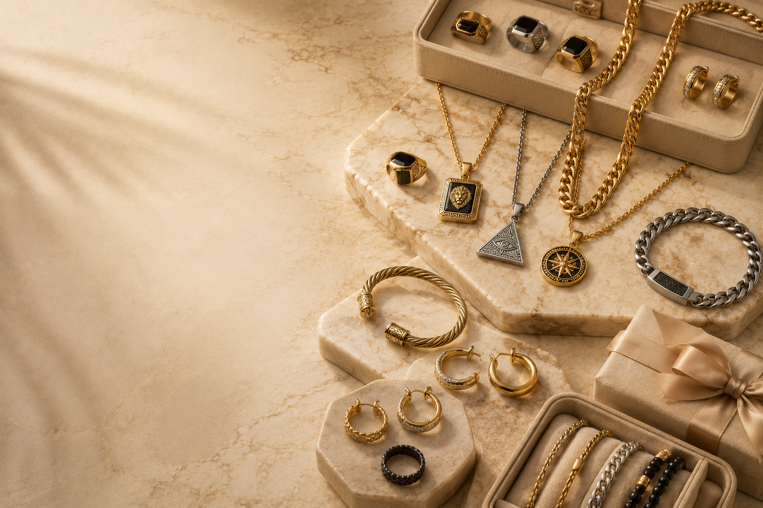 Best affordable fashion jewellery brands 2026 featuring stylish necklaces, bracelets, rings, pendants and hoop earrings in a luxury editorial display.