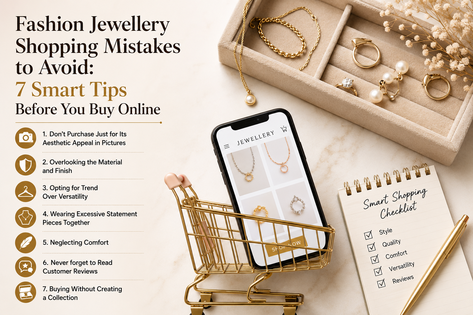 Fashion jewellery shopping mistakes to avoid with 7 smart tips for buying stylish and durable jewellery online.