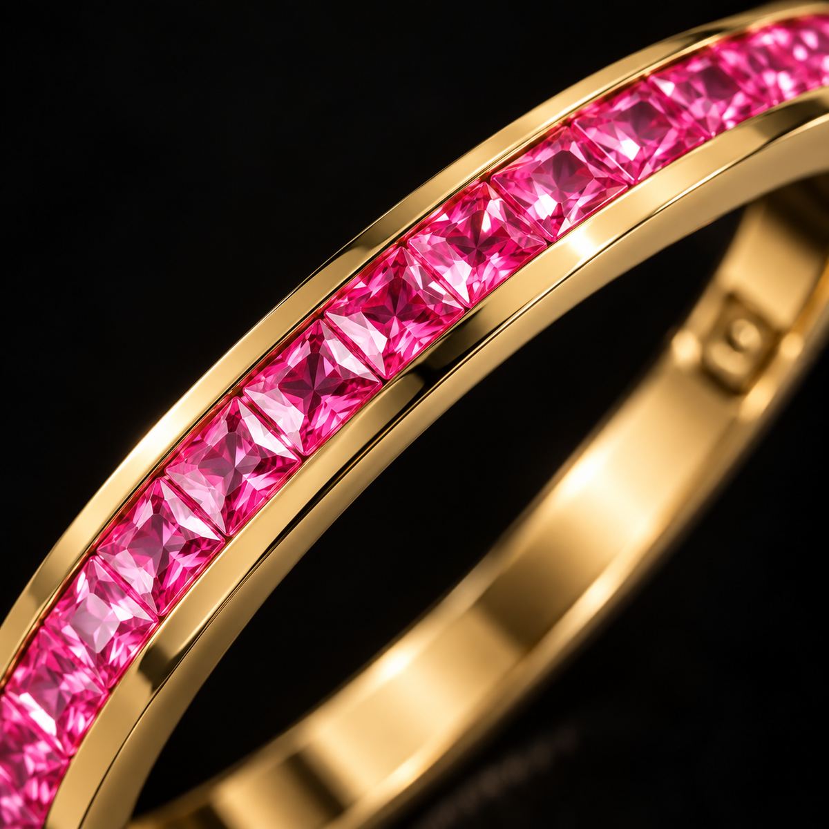 CZ Channel Bangle | Pack of 2 | Emerald Green + Ruby Pink