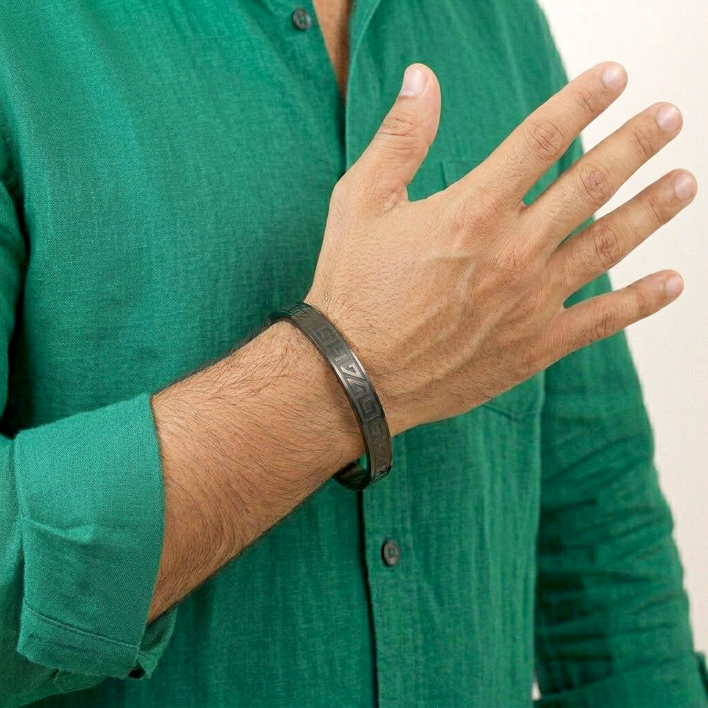 Luxe Monarch LV Inspired Pattern Kada For Men (Black)
