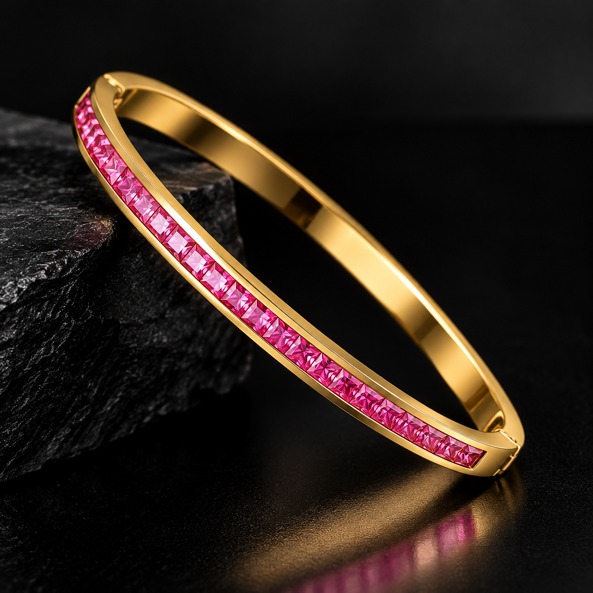Ruby Pink CZ Channel Bangle