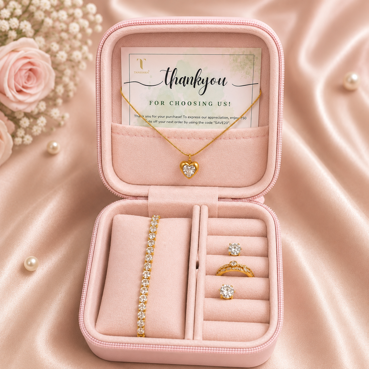 Celestia Diamond Collection Gift Hamper | Celestia Crystal Pendant + Celeste Spark Ring + Celeste Diamond Studs + Eterna Spark Bracelet