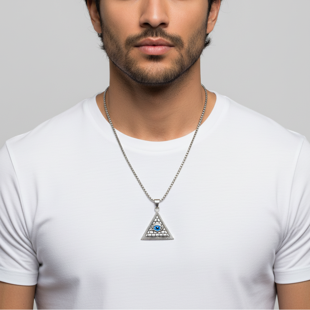 All-Seeing Eye Pyramid Pendant – Model Shot