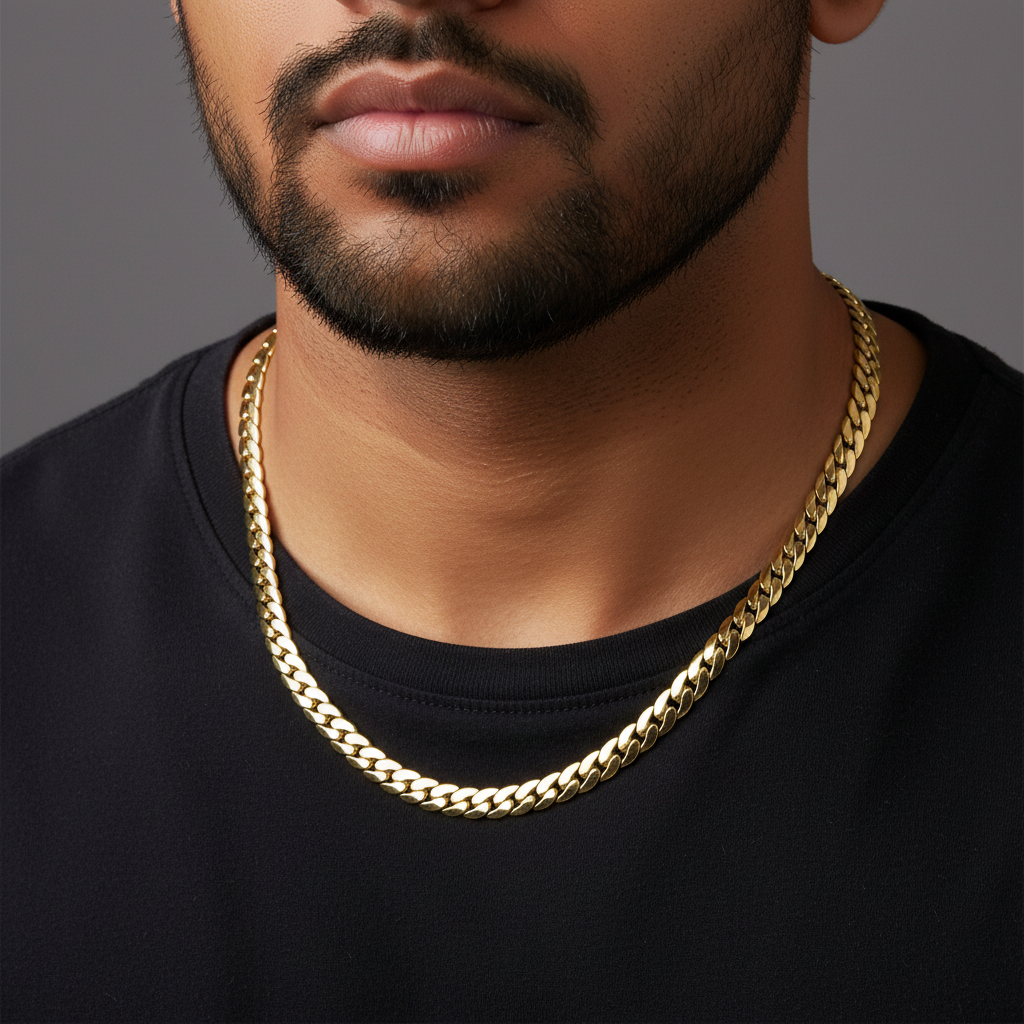 Golden Cuban Chain - Portrait close-up
