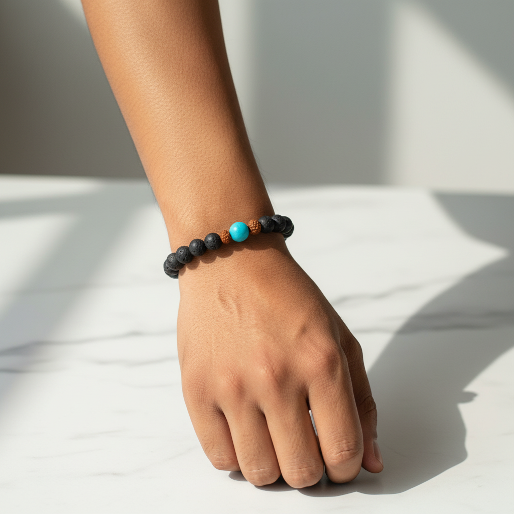 Lava Rudraksha Turquoise Bracelet – Customer Review Style
