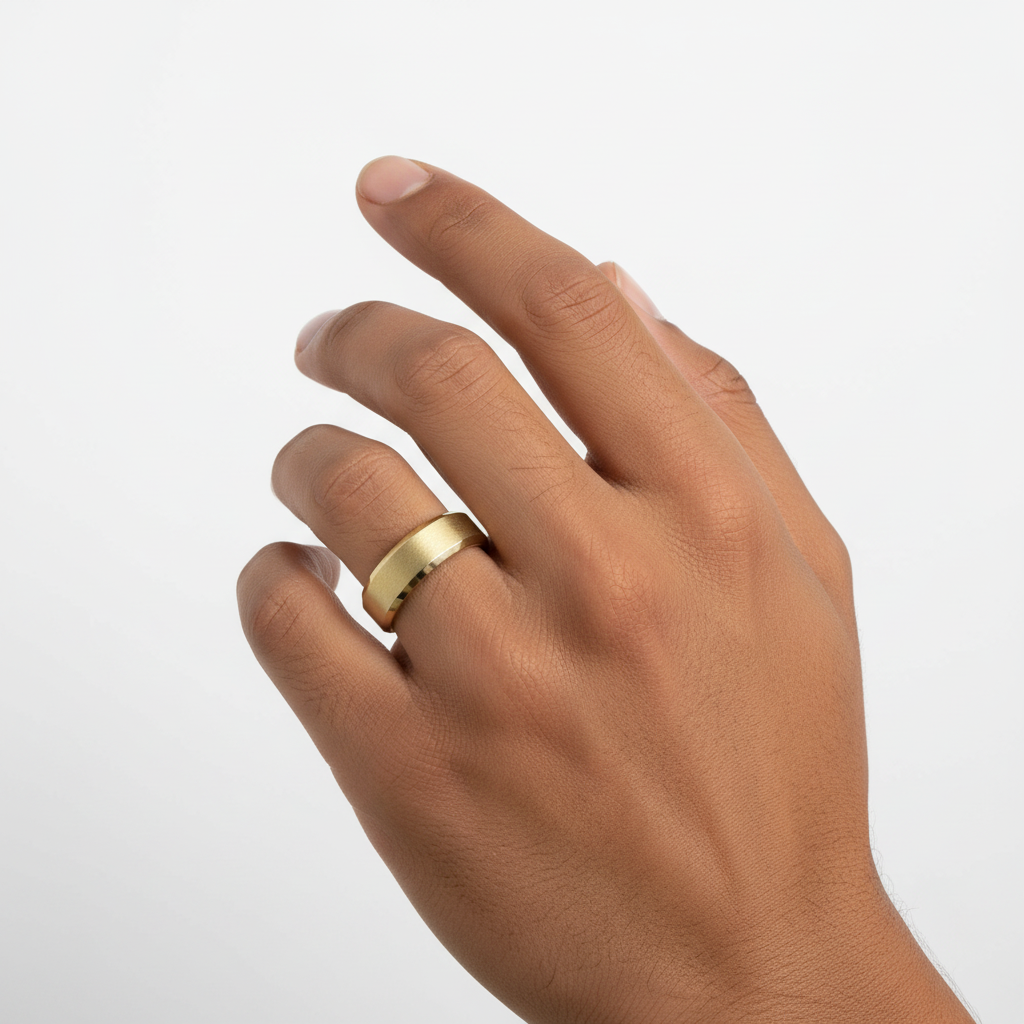 Matte Gold Band Ring For Men