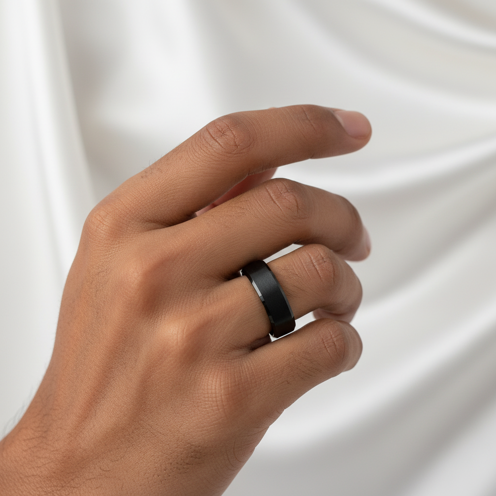 Matte Black Band Ring – Fabric BG