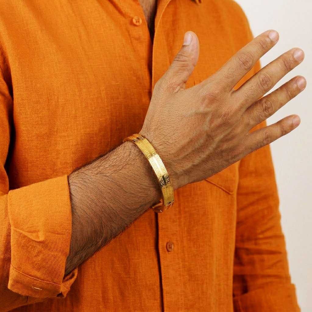 Luxe Monarch LV Inspired Pattern Kada For Men (Golden)