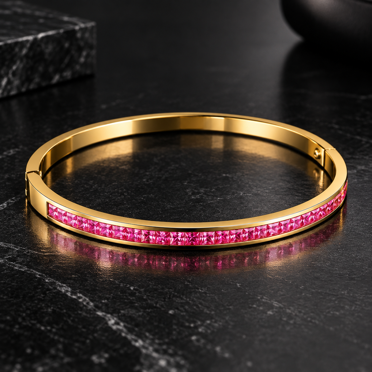 CZ Channel Bangle | Pack of 2 | Emerald Green + Ruby Pink