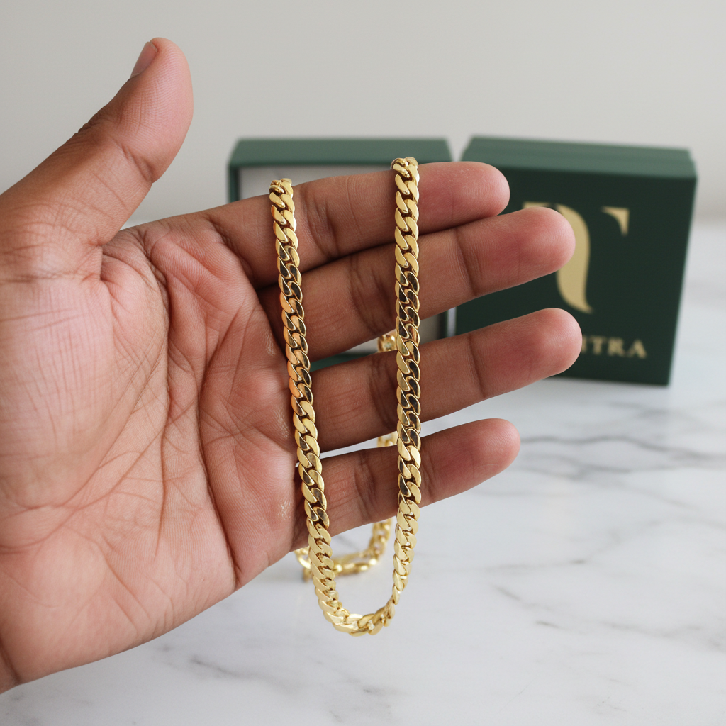 5mm Gold Cuban Chain – Marble Surface