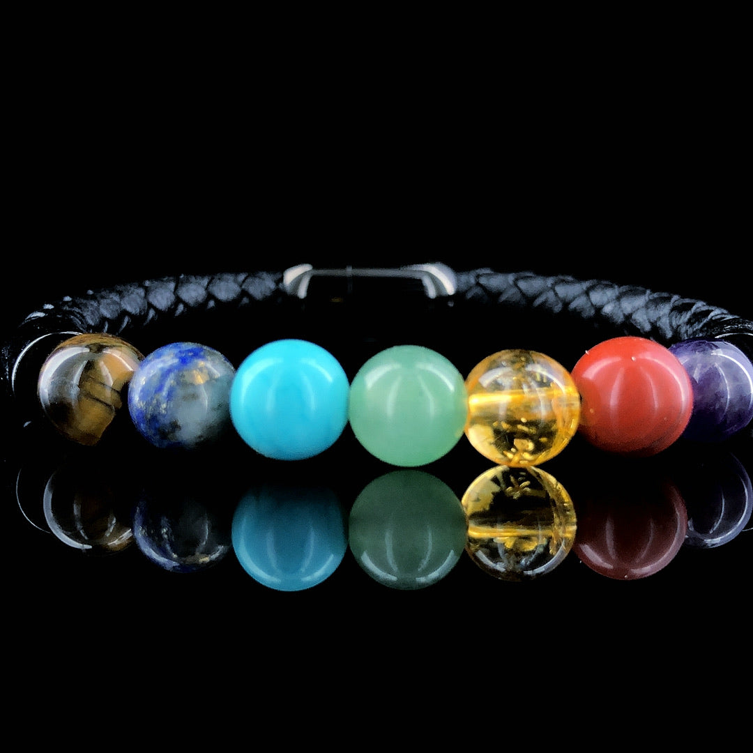 Seven Chakra Natural Stone Bracelet For Men | Magnetic Lock Edition