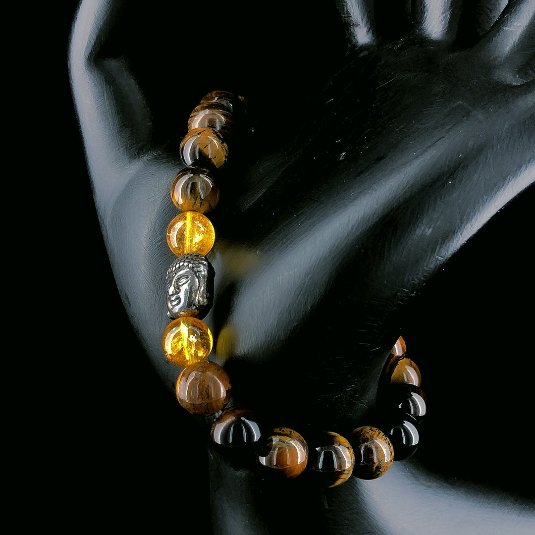 Tiger Eye And Citrine Bracelet For Men | Buddha Balance Edition