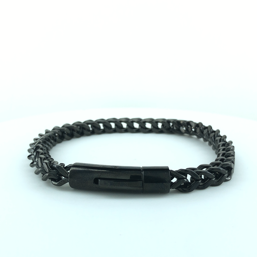 Black Franco Chain Bracelet For Men