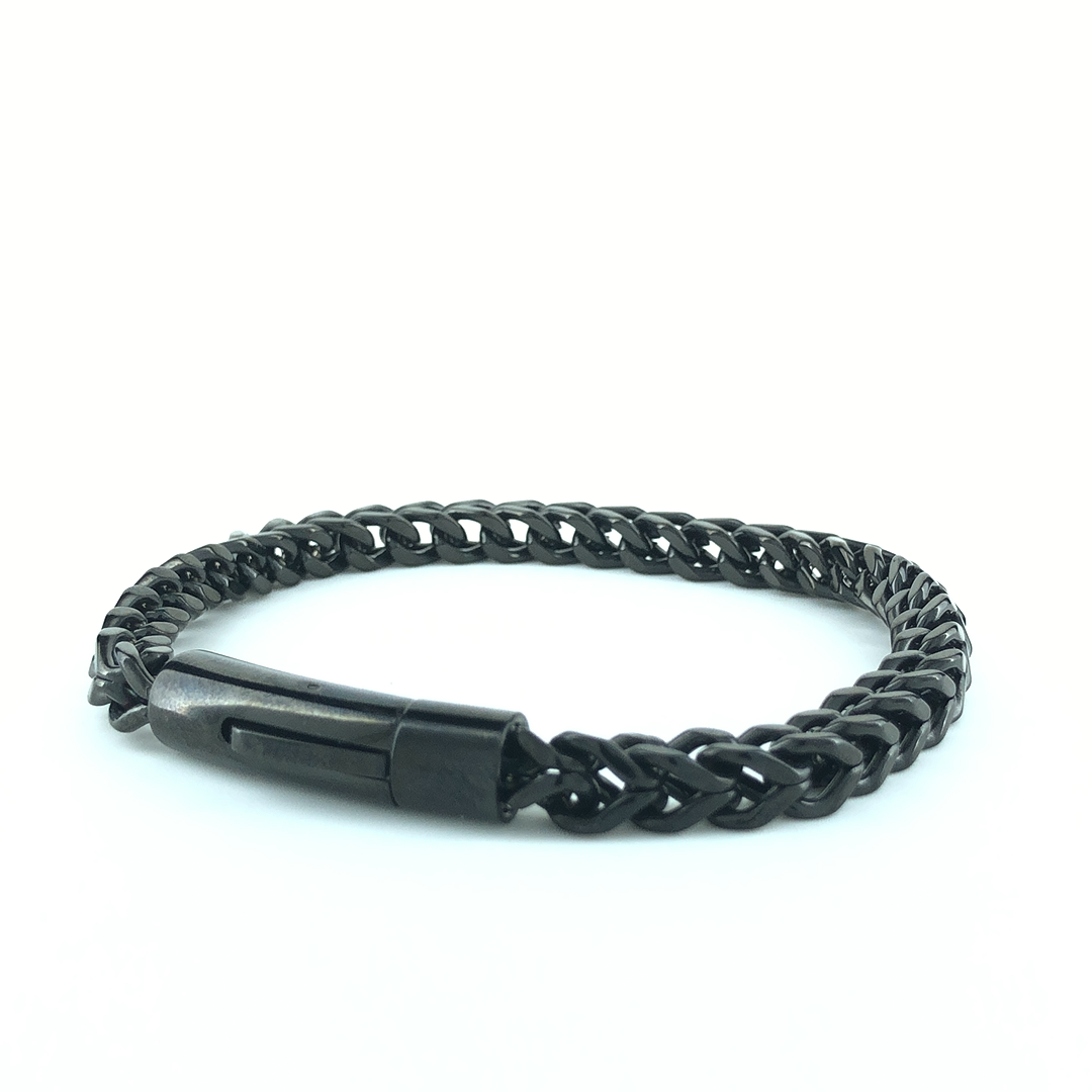 Black Franco Chain Bracelet For Men