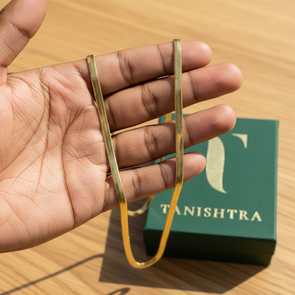 Gold Herringbone Chain – Tanishtra Box Retry