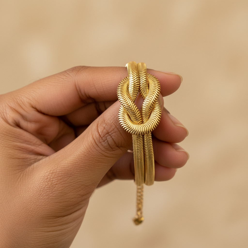 Gold Knot Bracelet - Exact Match Hand