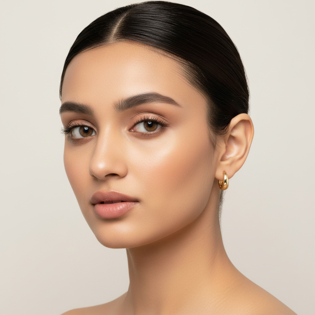 Golden Crescent Hoop Earrings - New Model