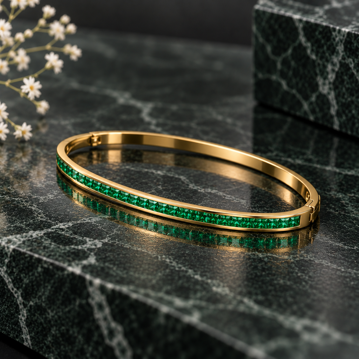 CZ Channel Bangle | Pack of 2 | Emerald Green + Ruby Pink