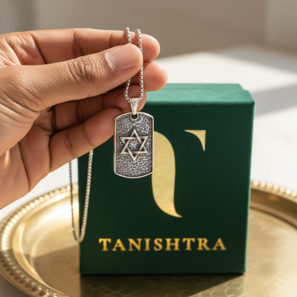 Silver Star of David Dog Tag Pendant – Customer Review Style