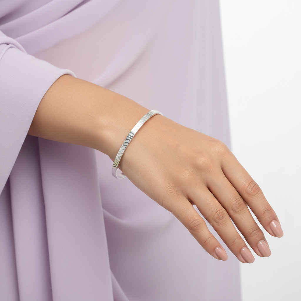 Silver Thin Textured Kada – Different Model, Lighter Skin Tone