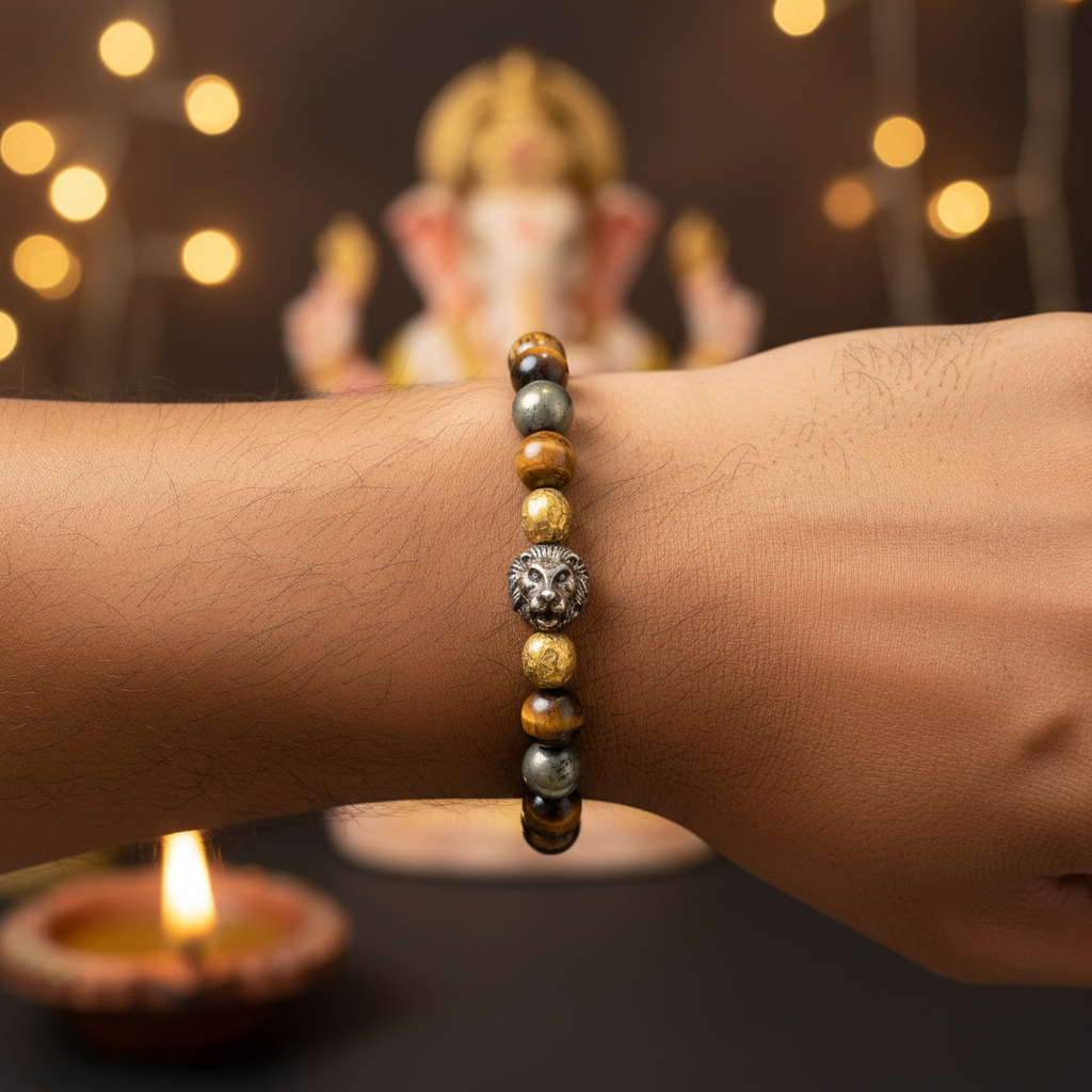 Tiger Eye & Pyrite Lion Spirit – Wrist Shot